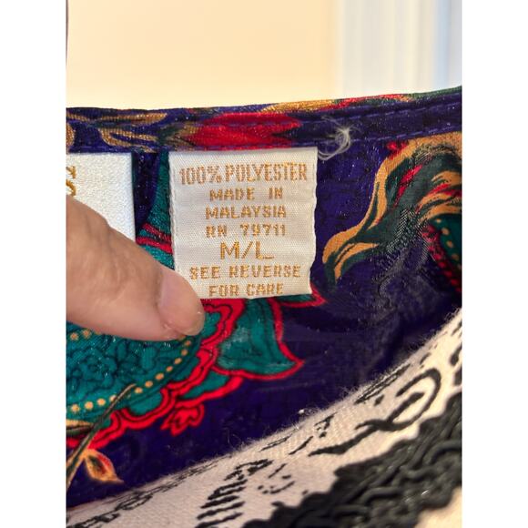 Vintage Victoria Secrect Gold Label Purple Red Rose Floral Satin Robe size M/L - Picture 6 of 7